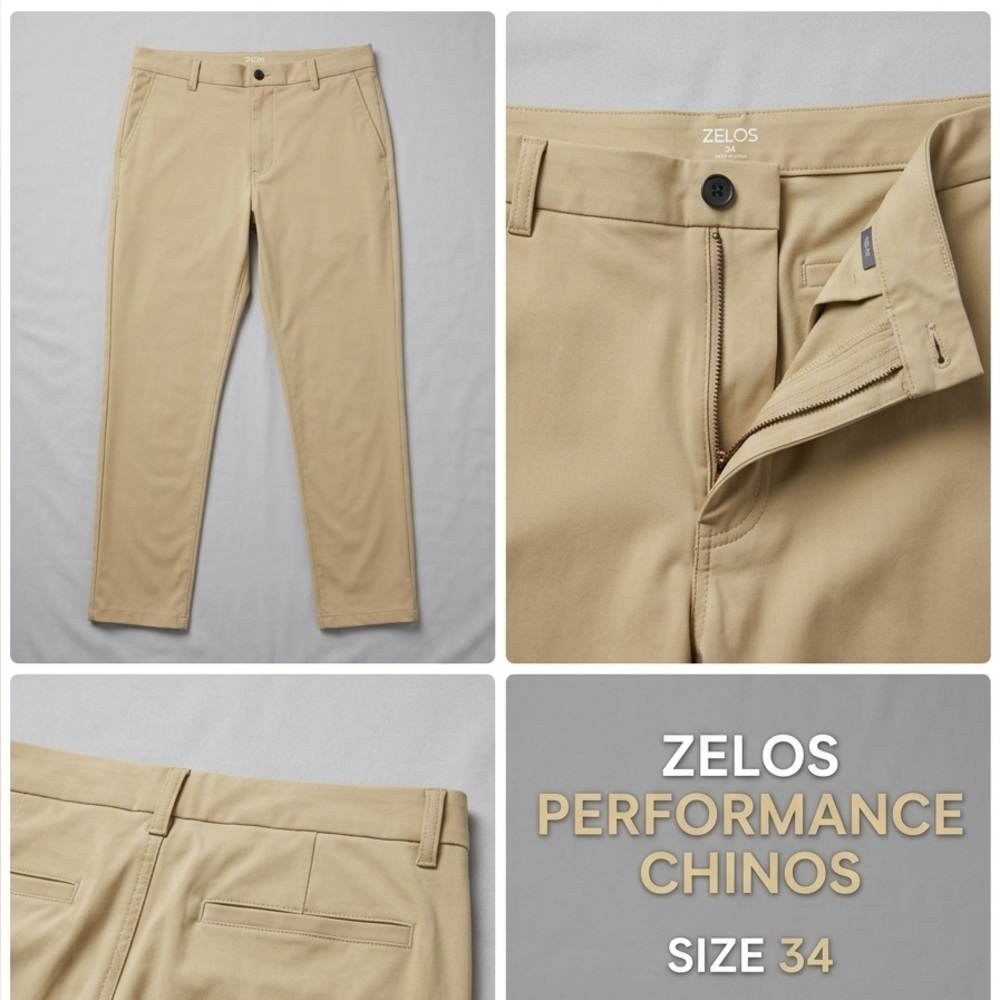 ZELOS Men's Performance Chinos in Tan